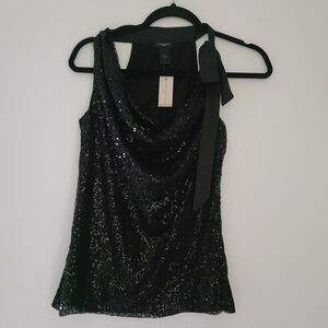 NWT ANN TAYLOR  black sleeveless sequin top
